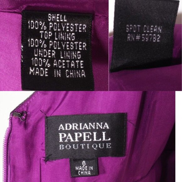 Adrianna Papell Boutique Dress Size 6 Womens Formal Purple Mesh Overlay Beads - Picture 4 of 10